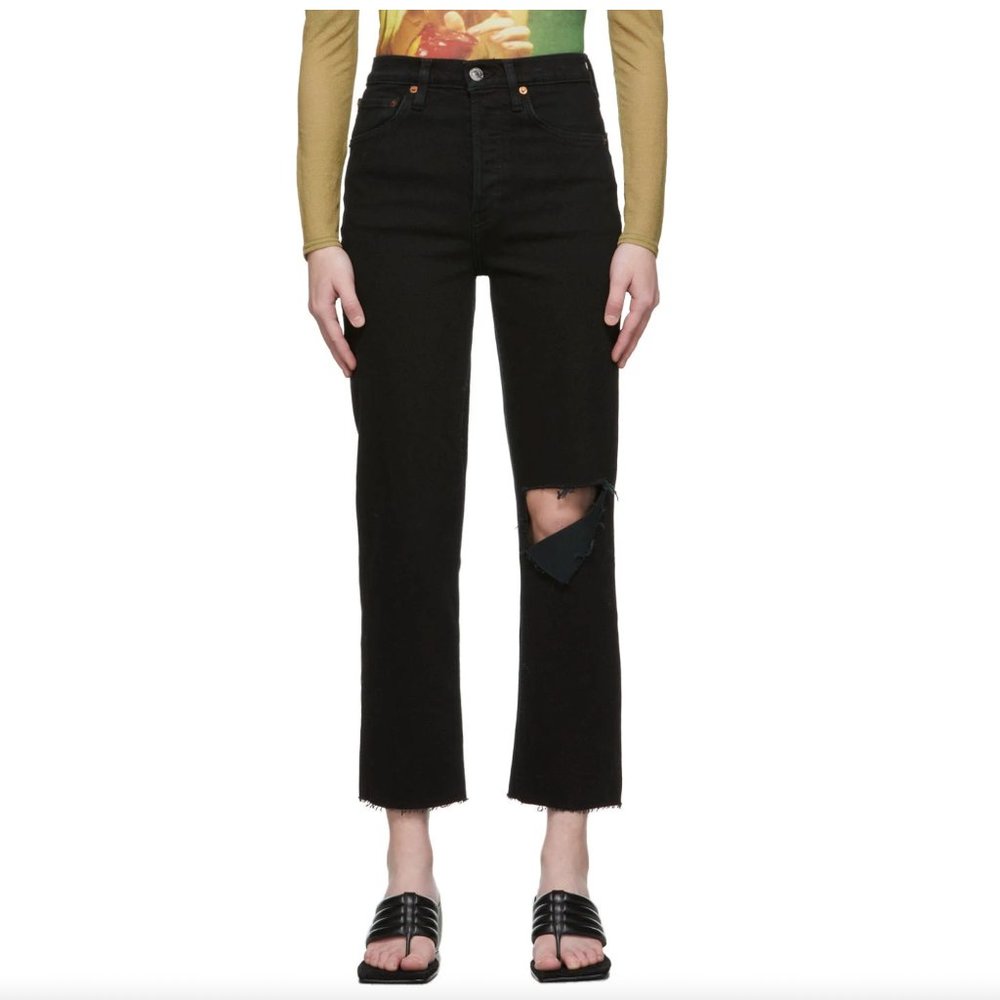 RE/DONE Black 70's Stove Pipe Jeans - Picture 4 of 15